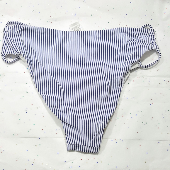 Navy White Pinstriped Bikini Swimsuit - Picture 7 of 8